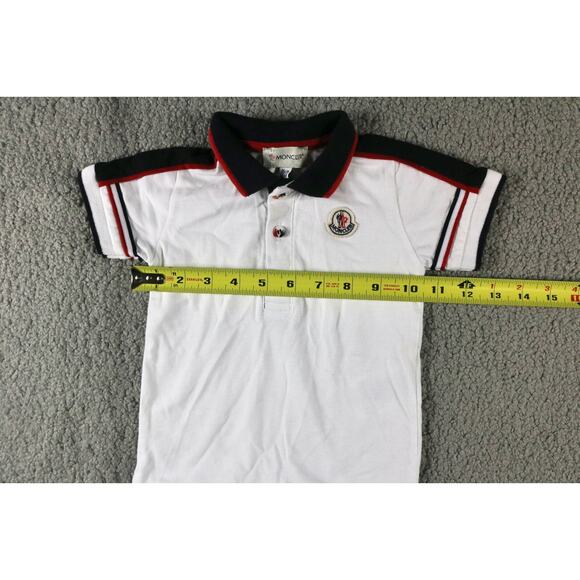 Moncler Polo Shirt Infant 18M White Black Red Pipping Short Sleeve - Picture 8 of 8